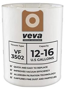 veva 10 pack premium supervac vacuum bags vf3502 compatible with 12-16 gallon ridgid wet/dry vacuums