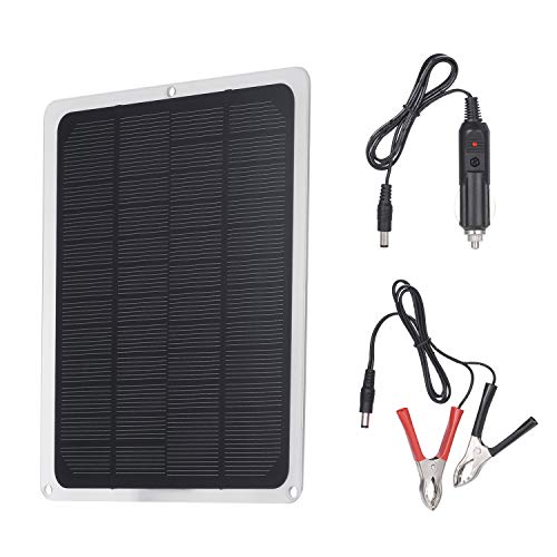 Decdeal Solar Panel with USB Port DC12V 10W Car Chargers Charge for 12V-Battery Portable Completed Accessories for Outdoor Camping Hiking Fishing Climbing