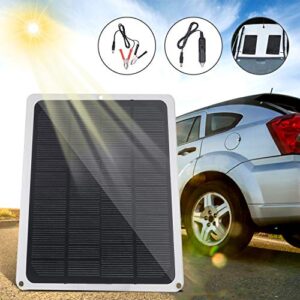 Decdeal Solar Panel with USB Port DC12V 10W Car Chargers Charge for 12V-Battery Portable Completed Accessories for Outdoor Camping Hiking Fishing Climbing