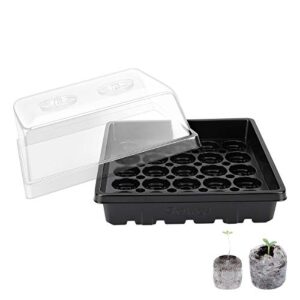 [thick plastic] 4 set strong seed starter tray with 4" humidity dome and pellet holder for 100 jiffy 30mm, 36mm & 42mm peat pellets, seed starting, germinating propagating, pellet not included