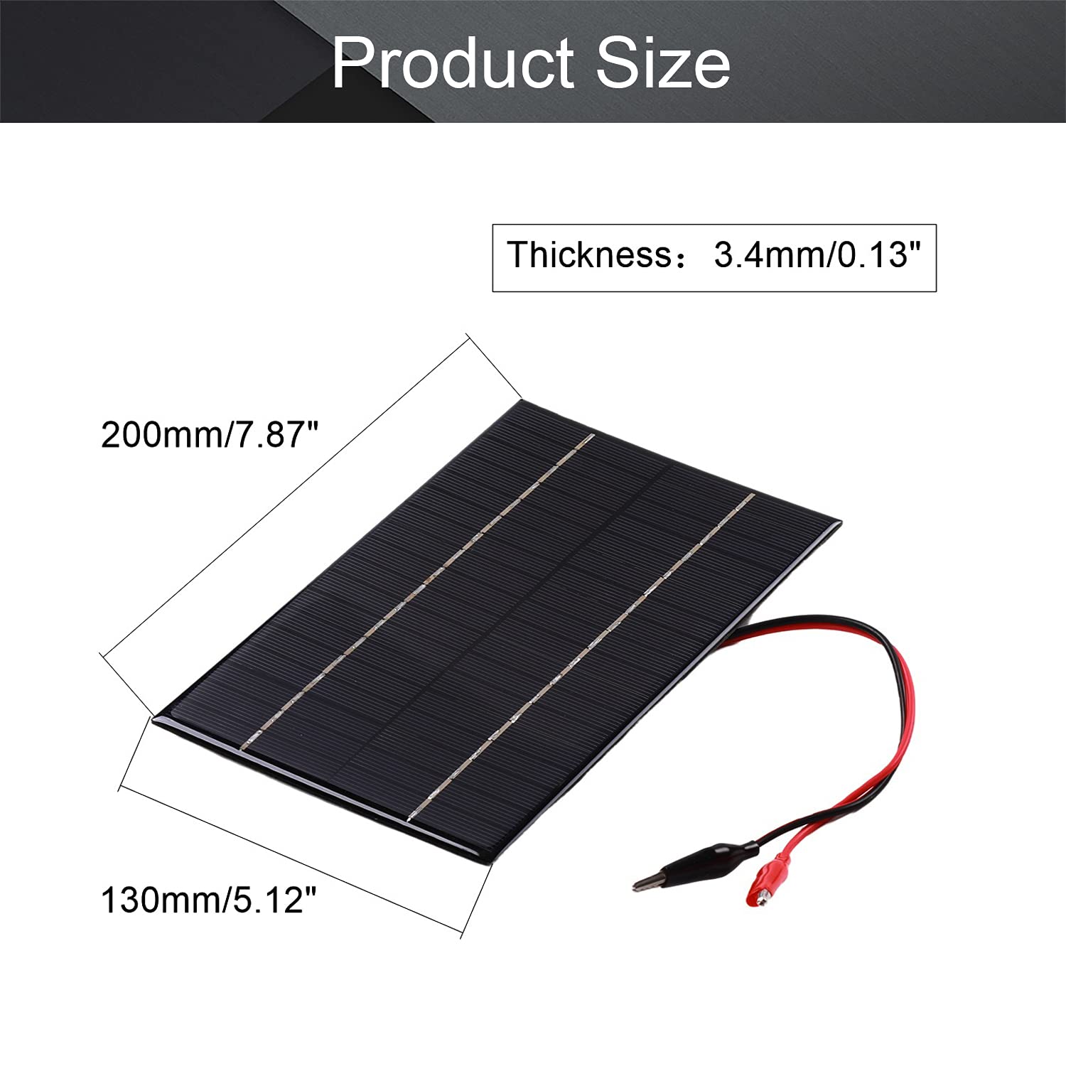 Fielect 18V 4.2W Polycrystalline Mini Solar Panel Module DIY for Light Toys Charger 130x200mm 1Pcs