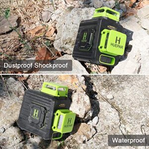 Huepar 2 x 360 Cross Line Self-leveling Laser Level, 360° Green Beam Dual Plane Leveling and Alignment Laser Tool, Li-ion Battery with Type-C Charging Port & Hard Carry Case Included - B02CG