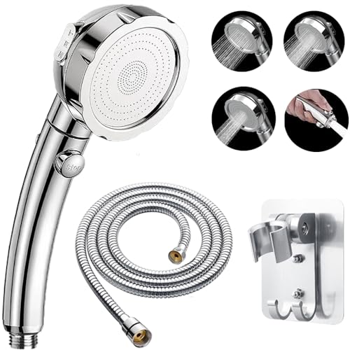 Handheld Shower Heads with Hose and Holder, High Pressure Shower Head with 3 Spray Settings and On/Off Switch Detachable Shower - (3-kit)