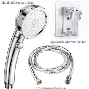 Handheld Shower Heads with Hose and Holder, High Pressure Shower Head with 3 Spray Settings and On/Off Switch Detachable Shower - (3-kit)