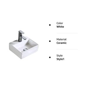 QI&YI Bathroom Vanity Ceramic Vessel Sink Wall Mount Small Half Bathroom Corner Basin Faucet Pop up Drain Combo …