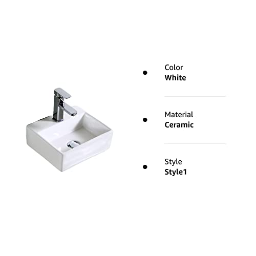 QI&YI Bathroom Vanity Ceramic Vessel Sink Wall Mount Small Half Bathroom Corner Basin Faucet Pop up Drain Combo …