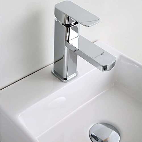 QI&YI Bathroom Vanity Ceramic Vessel Sink Wall Mount Small Half Bathroom Corner Basin Faucet Pop up Drain Combo …