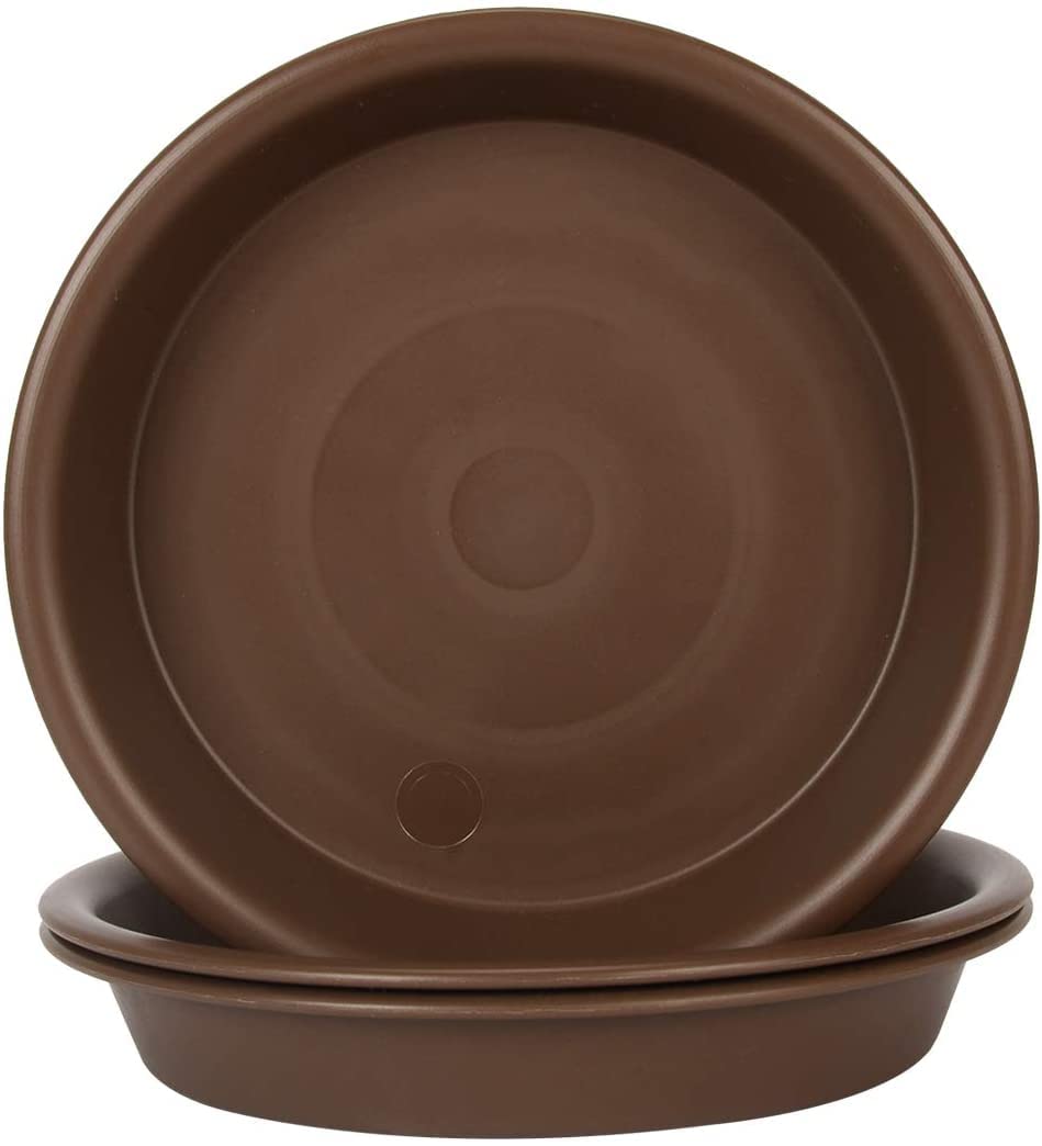 TITE Plant Saucer 12 inch, Heavy Large Planter Durable Thicker Plastic Plant Trays for Indoors and Outdoor, Plant Saucer Drip Trays,Brown (12" - 3 Pack)