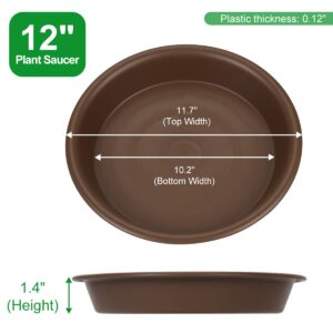 TITE Plant Saucer 12 inch, Heavy Large Planter Durable Thicker Plastic Plant Trays for Indoors and Outdoor, Plant Saucer Drip Trays,Brown (12" - 3 Pack)