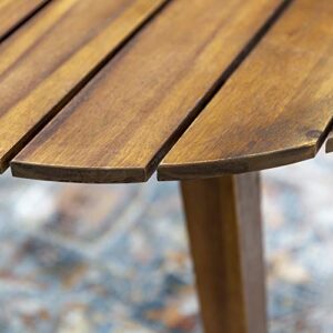Walker Edison Maarten Modern Solid Acacia Wood Slatted Outdoor Coffee Table, 30 Inch, Dark Brown