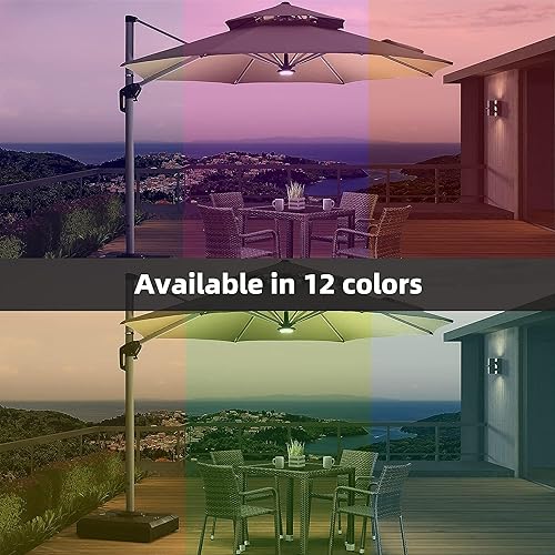 PURPLE LEAF Patio Umbrella Light with Remote Control 12 Color Brightness for Patio Umbrellas, Camping Tents or Outdoor Use (Black)