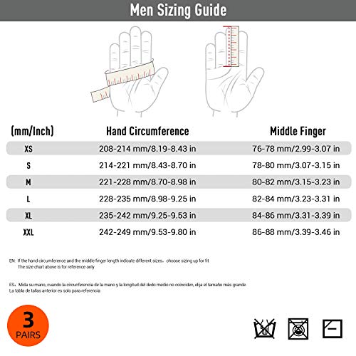 Vgo... 3Pairs Men's Goat Medium Duty Leather Work Gloves, 8mm Thick Foam Palm Pads, Touchscreen Compatible(Size L, White, GA7690)