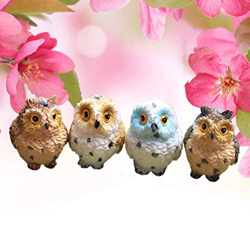 DOITOOL 8pcs Miniature Owl Animal Figurines Miniature Garden Ornaments Fairy Garden Figurines Bonsai Micro Landscape Decoration