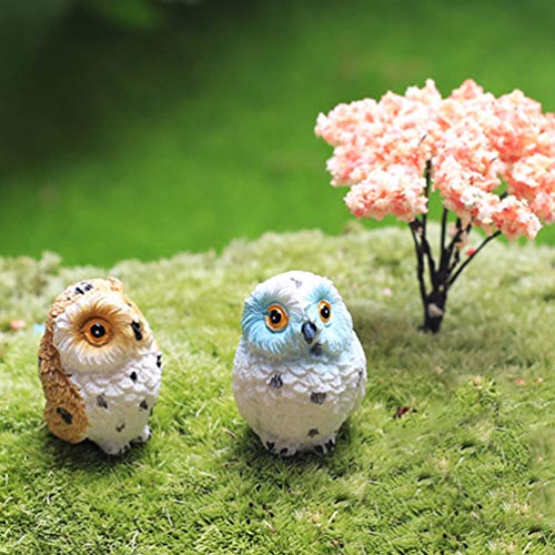 DOITOOL 8pcs Miniature Owl Animal Figurines Miniature Garden Ornaments Fairy Garden Figurines Bonsai Micro Landscape Decoration