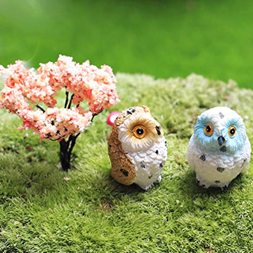 DOITOOL 8pcs Miniature Owl Animal Figurines Miniature Garden Ornaments Fairy Garden Figurines Bonsai Micro Landscape Decoration