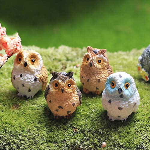 DOITOOL 8pcs Miniature Owl Animal Figurines Miniature Garden Ornaments Fairy Garden Figurines Bonsai Micro Landscape Decoration