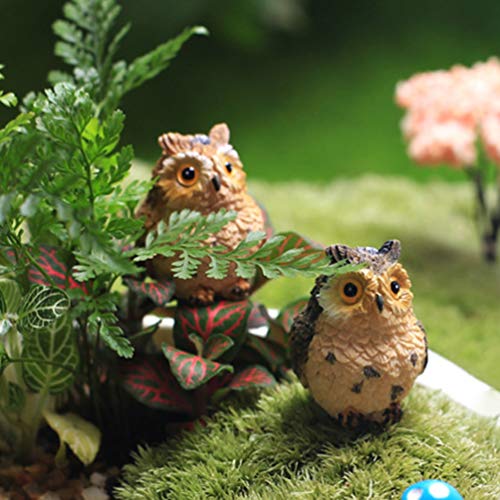 DOITOOL 8pcs Miniature Owl Animal Figurines Miniature Garden Ornaments Fairy Garden Figurines Bonsai Micro Landscape Decoration