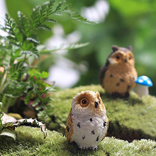 DOITOOL 8pcs Miniature Owl Animal Figurines Miniature Garden Ornaments Fairy Garden Figurines Bonsai Micro Landscape Decoration