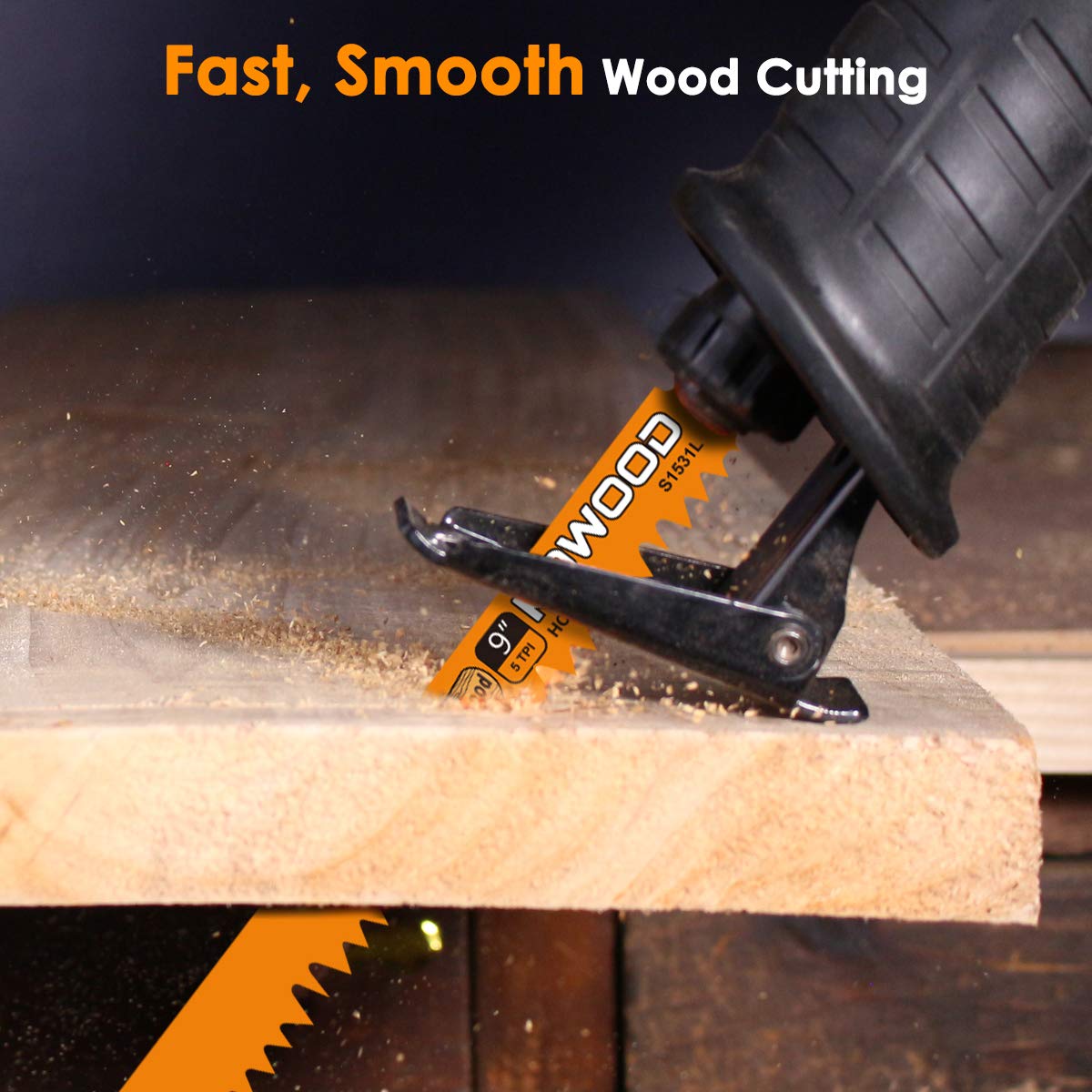 9-Inch Wood Pruning Saw Blades for Reciprocating/Sawzall Saws/Sabre Saws by KOWOOD - 5 Pcs Pack Wood Cutting Set