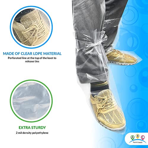 ABC Waterproof Disposable Boot Covers, XL Size. Pack of 100 Clear Disposable Booties for Shoes Covers. Disposable Shoe Covers for Indoors Non Slip. Shoe Booties Disposable Non Slip