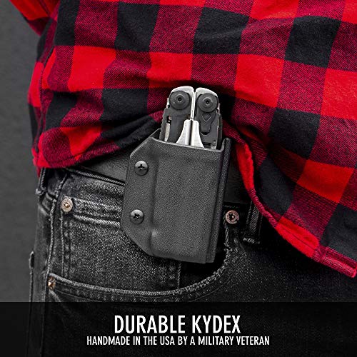 Clip & Carry Kydex Multitool Sheath for LEATHERMAN SURGE - Made in USA (Multi-tool not included) EDC Multi Tool Sheath Holder Holster Cover (Carbon Fiber Black)