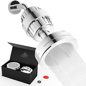 luxury filtered shower head set - filtered shower head combo removes chlorine, heavy metals, impurities & soften water - high pressure rainfall shower head with vitamin c & e cartridges