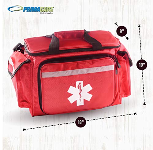 Primacare KB-1088 EMT First Responder Trauma Bag | Empty Deluxe EMS Shoulder Bag | Professional First Aid Kit Bag with 4 Large Compartments for Emergency Medical Supplies