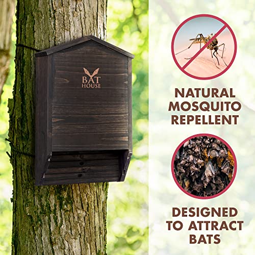 The Ultimate Wooden Bat House for Outdoors - A Large Double Chamber Box Perfectly Designed to Attract Bats - Durable and Easy to Hang