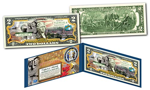 Wyoming Collectible Art Two-Dollar Bill with Certificate Honoring America's 50 States