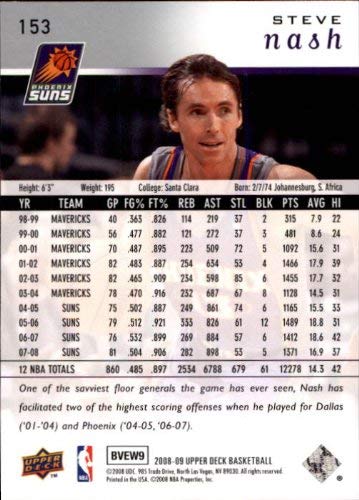 2008-09 Upper Deck #153 Steve Nash NBA Basketball Trading Card