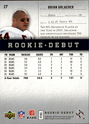 2006 Upper Deck Rookie Debut #17 Brian Urlacher NFL Football Trading Card