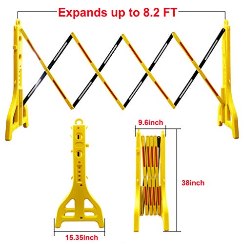 Reliancer Expandable Mobile Barricade Portable Water Filled Expanding Safety Barrier Gate Outdoor Plastic Retractable Traffic Fence Flexible Crowd Control Barriers Guard Extensible to 8.2FT