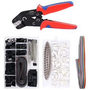 zhushan sn-02bm wire crimp tool kit awg 28-20 (0.08-0.5mm²) wire crimper with1550 pcs 2.54mm dupont connectors and 460 pcs 2.54mm jst-xh connectors