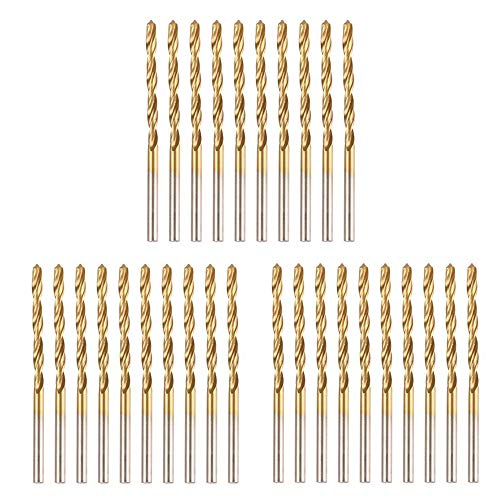 DRILLFORCE, 5/16 inch Hss Drill Bits, 30 pcs, Titanium Coated, Jobber Length, 5/16 inch Twist Drill Bits