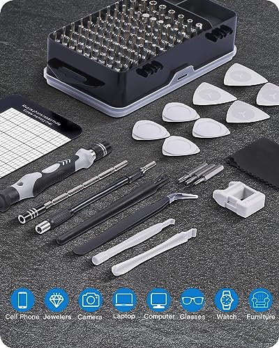 Precision Screwdriver Set, UnaMela Upgraded 122 in 1 with 101 Bits Repair Tool Kit, Magnetic Screwdriver Set with 21 Repair Tools for Electronics, Laptop, Computer, PC, iPhone, PS4, Game Console