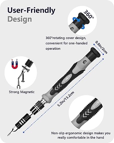 Precision Screwdriver Set, UnaMela Upgraded 122 in 1 with 101 Bits Repair Tool Kit, Magnetic Screwdriver Set with 21 Repair Tools for Electronics, Laptop, Computer, PC, iPhone, PS4, Game Console