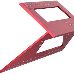 Aluminum Alloy Saddle Layout Square Gauge with 2 Pencils,Multifunctional 45/90 Degree Angle T Ruler 3D Mitre Angle Woodworking Measuring Tools