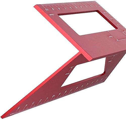 Aluminum Alloy Saddle Layout Square Gauge with 2 Pencils,Multifunctional 45/90 Degree Angle T Ruler 3D Mitre Angle Woodworking Measuring Tools