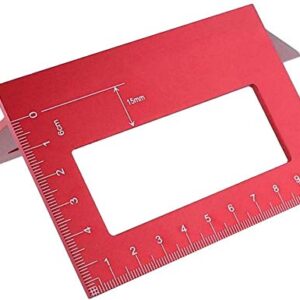 Aluminum Alloy Saddle Layout Square Gauge with 2 Pencils,Multifunctional 45/90 Degree Angle T Ruler 3D Mitre Angle Woodworking Measuring Tools