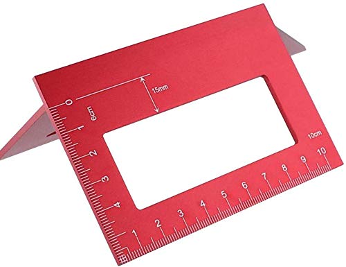 Aluminum Alloy Saddle Layout Square Gauge with 2 Pencils,Multifunctional 45/90 Degree Angle T Ruler 3D Mitre Angle Woodworking Measuring Tools