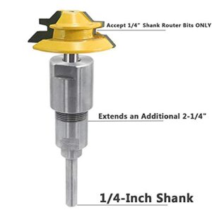 Yakamoz 1/4 Inch Shank Router Collet Extension Milling Cutter Bit Rod Chuck Extender Adapter Extends an Additional 2-1/4" for 1/4" Router Bits Only