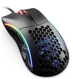 glorious gaming model d wired gaming mouse - 68g superlight honeycomb design, rgb, ergonomic, pixart 3360 sensor, omron switches, ptfe feet, 6 buttons - matte black