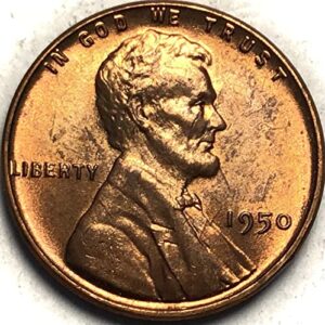 1950 p lincoln wheat cent red penny seller mint state