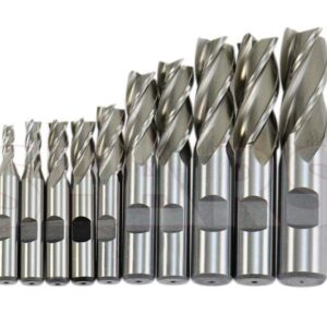 Shars 3/16-3/4" 4 Flute HSS Single End Center Cut End Mill Set 10PCS 404-5872 M)