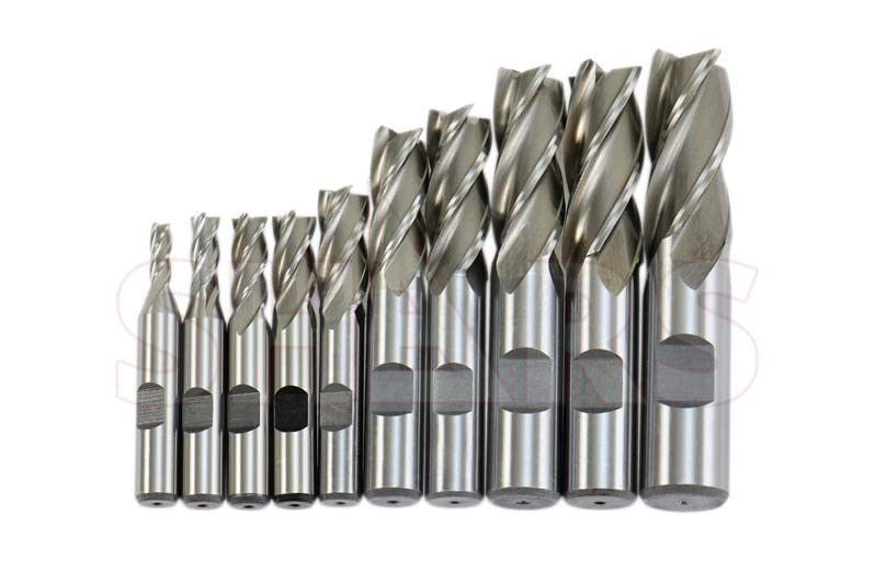 Shars 3/16-3/4" 4 Flute HSS Single End Center Cut End Mill Set 10PCS 404-5872 M)