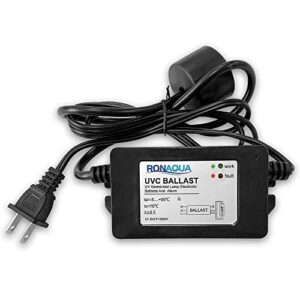 ronaqua 100-120v 25w electronic ballast for 6 gpm uv water sterilizer with four prong connection to lamp and green/red indicator light