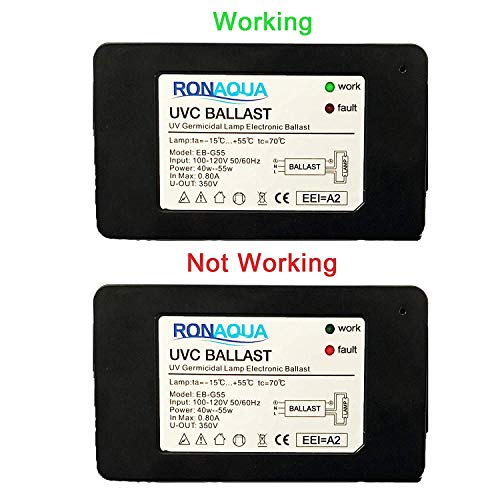 RONAQUA 100-120V 25W Electronic Ballast for 6 GPM UV Water Sterilizer with Four Prong Connection to Lamp and Green/Red Indicator Light