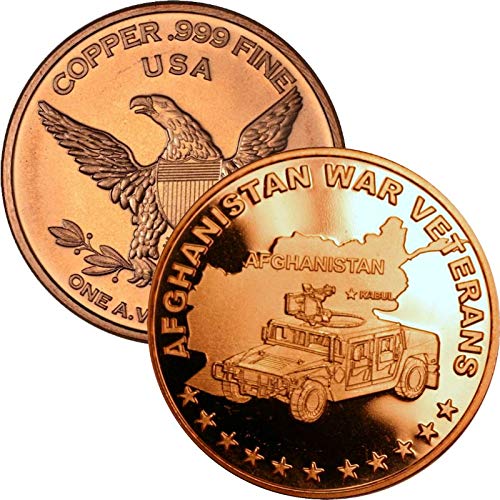 Jig Pro Shop Private Mint 1 oz .999 Pure Copper Round/Challenge Coin (Afghanistan War Veterans)