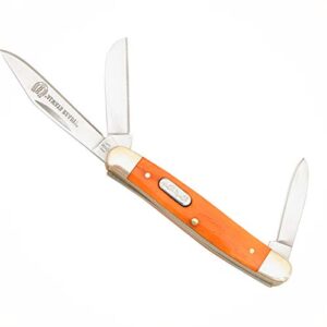 new rough rider small stockman orange smooth bone handle folding blades protactical elite knife 0670rt
