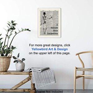 Funny Skeleton Dictionary Art Poster - 8x10 Upcycled Steampunk Home, Apartment or Wall Decoration, Room Decor for Home or Doctors Medical Office - Cool Unique Gift for Goth Fans - Picture, Print Photo